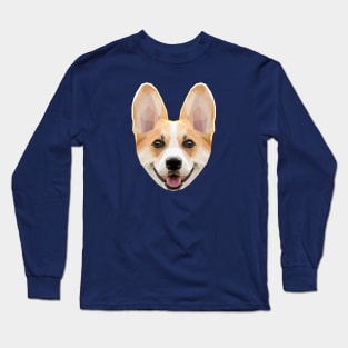 Low Poly Corgi Head Long Sleeve T-Shirt